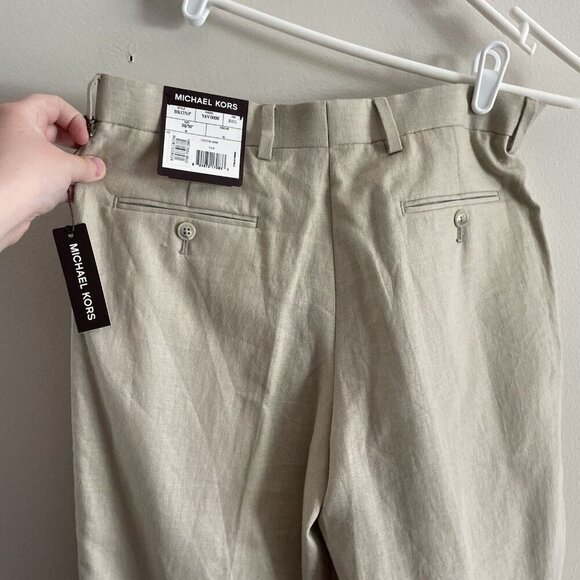 Michael Kors Boys SZ 20R / 30” -W Beige Linen/Rayon Blend Flat Front Pants NWT - Picture 7 of 10